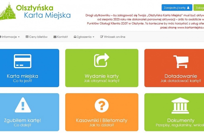 Olsztyńska Karta Miejska znów przez Internet